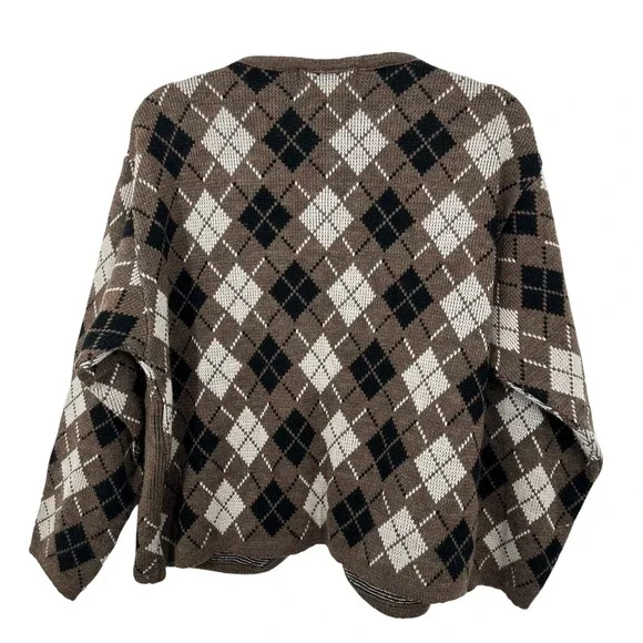 Vintage Tally-Ho Argyle Sheep Christmas Cardigan Sweater Brown Quirky Grannycore - Picture 5 of 6